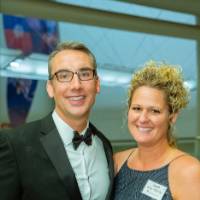 Couple posing in the Laker Lounge
